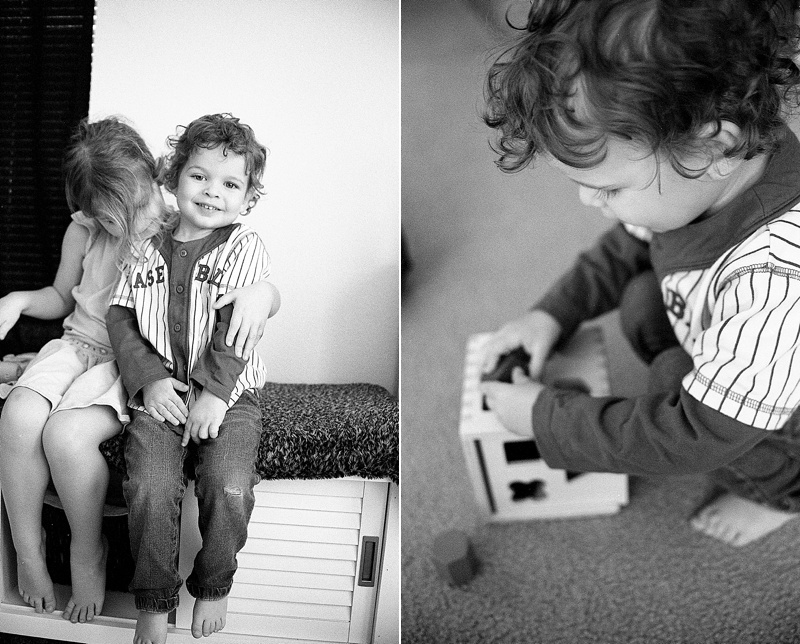 Family lifestyle session on black and white film from San Diego photographer Lauren Nygard