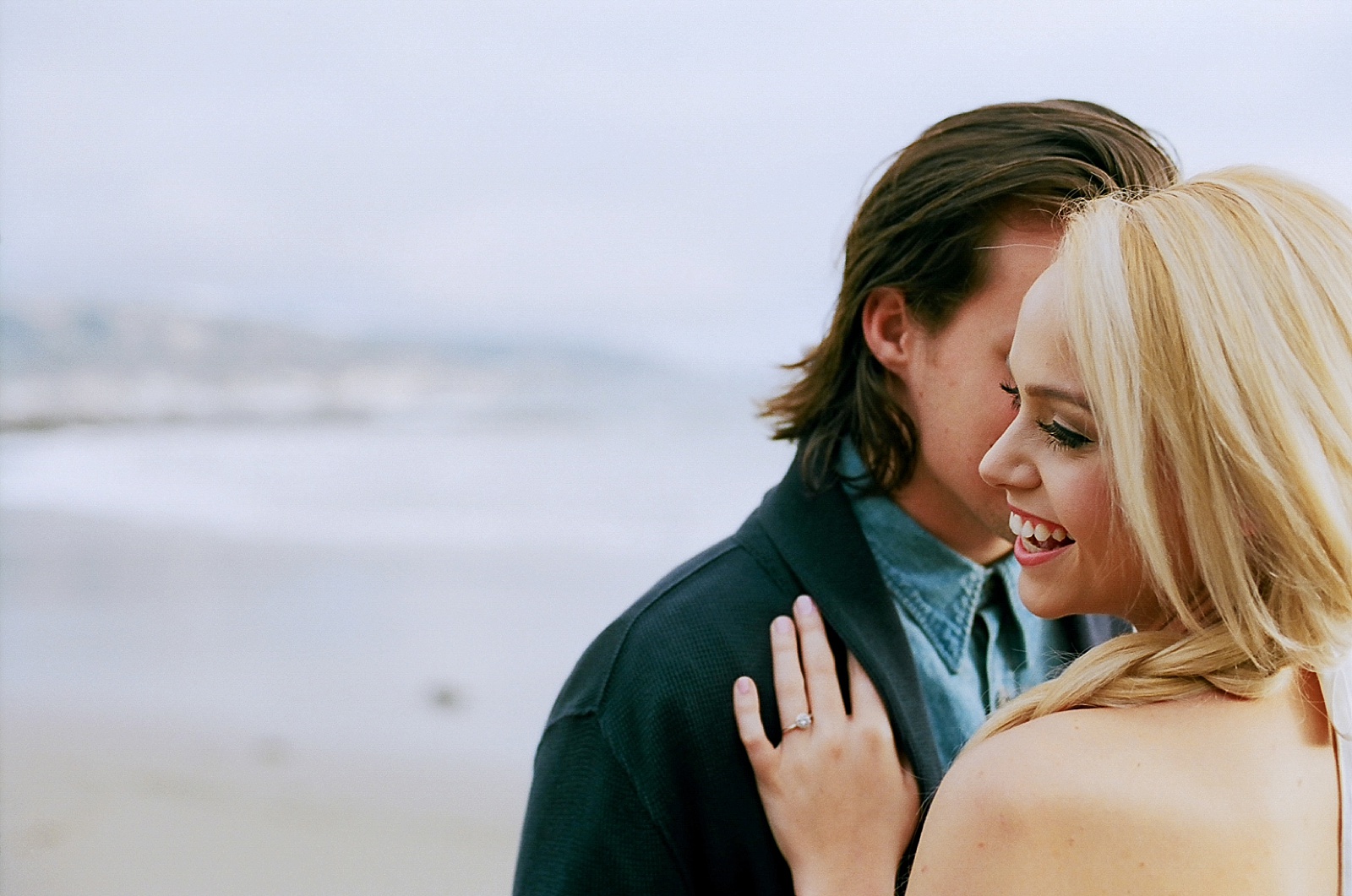 Beach couple's session on film by North Carolina photographer Lauren Nygard