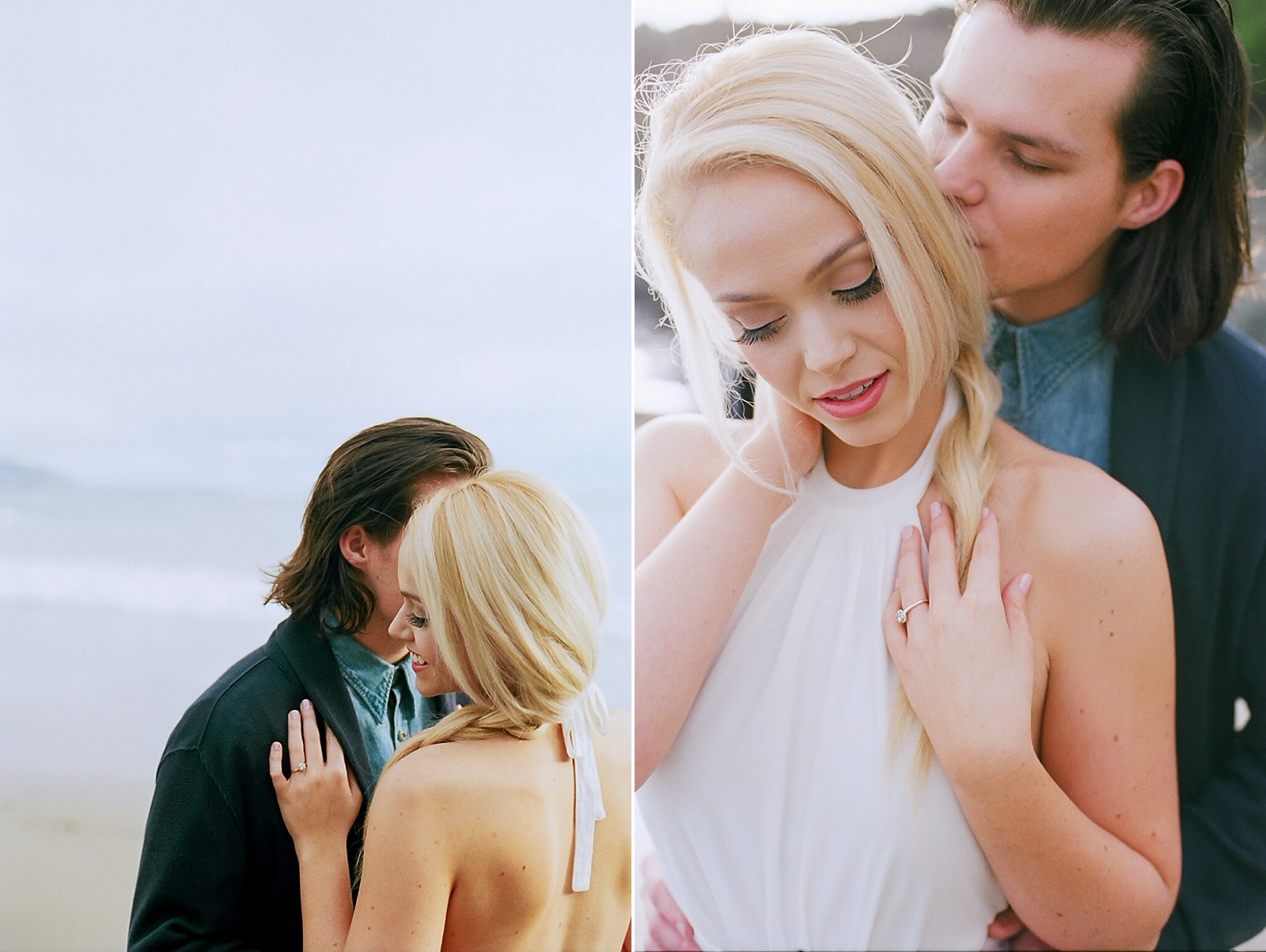 Beach couple's session on film by North Carolina photographer Lauren Nygard