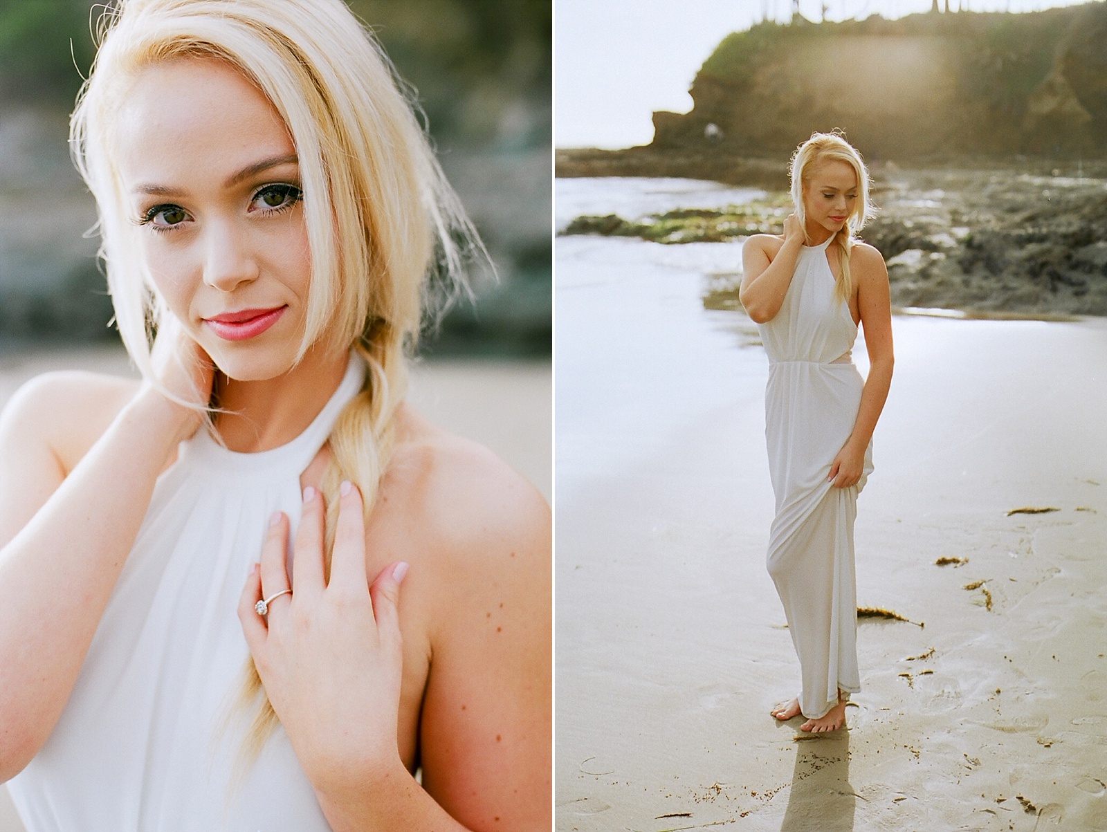 Beach couple's session on film by North Carolina photographer Lauren Nygard