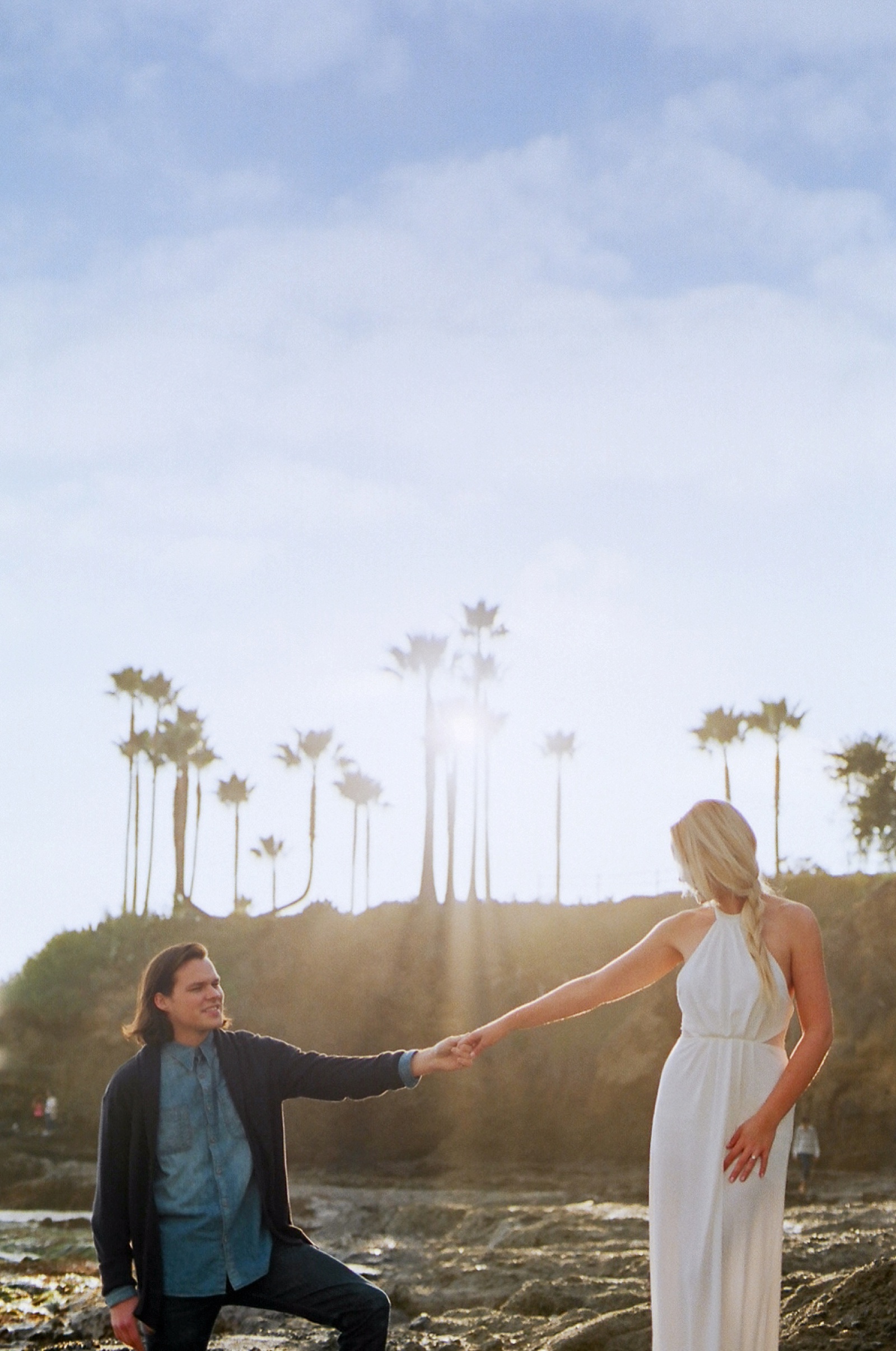 Beach couple's session on film by North Carolina photographer Lauren Nygard