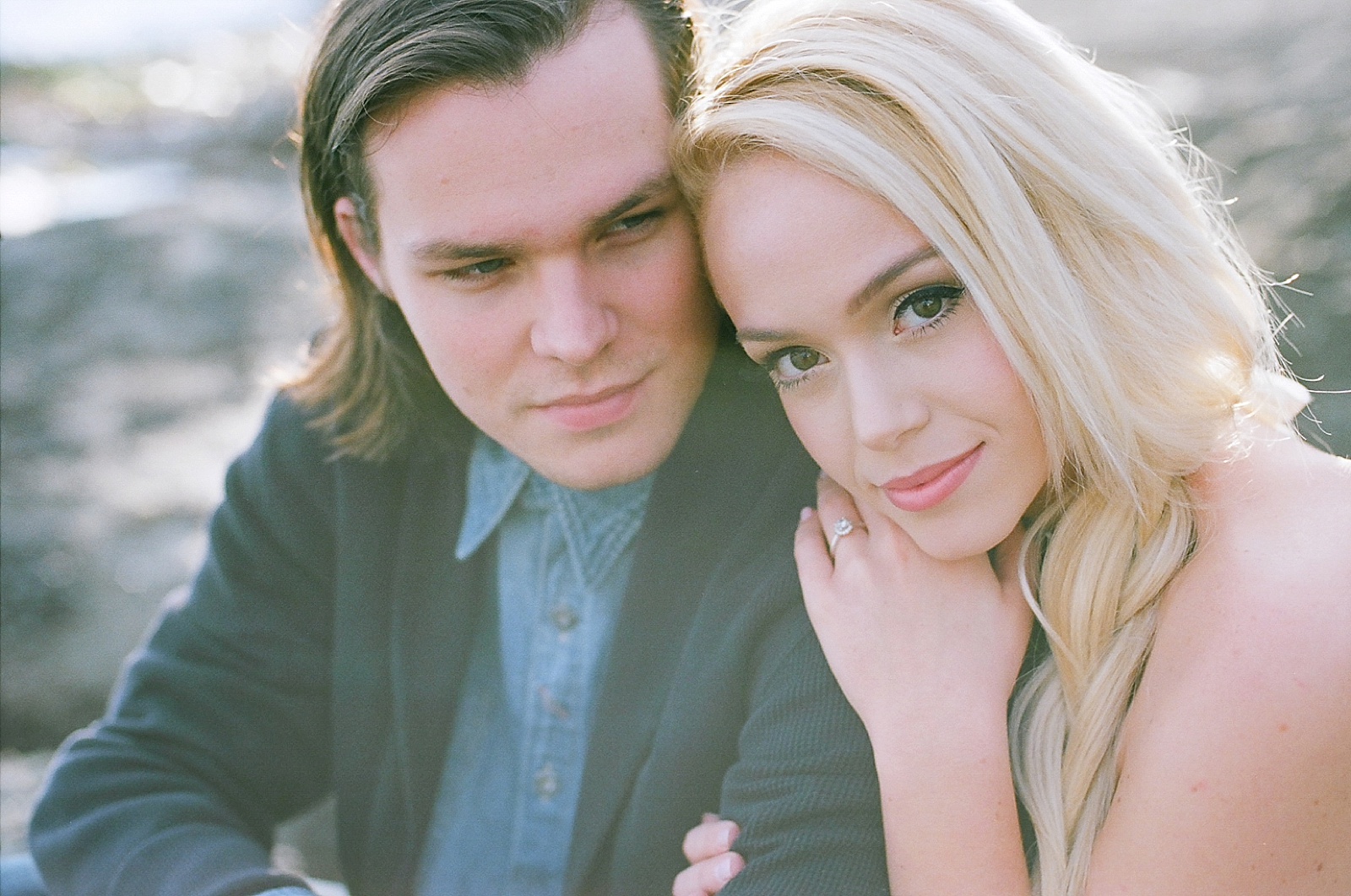 Beach couple's session on film by North Carolina photographer Lauren Nygard