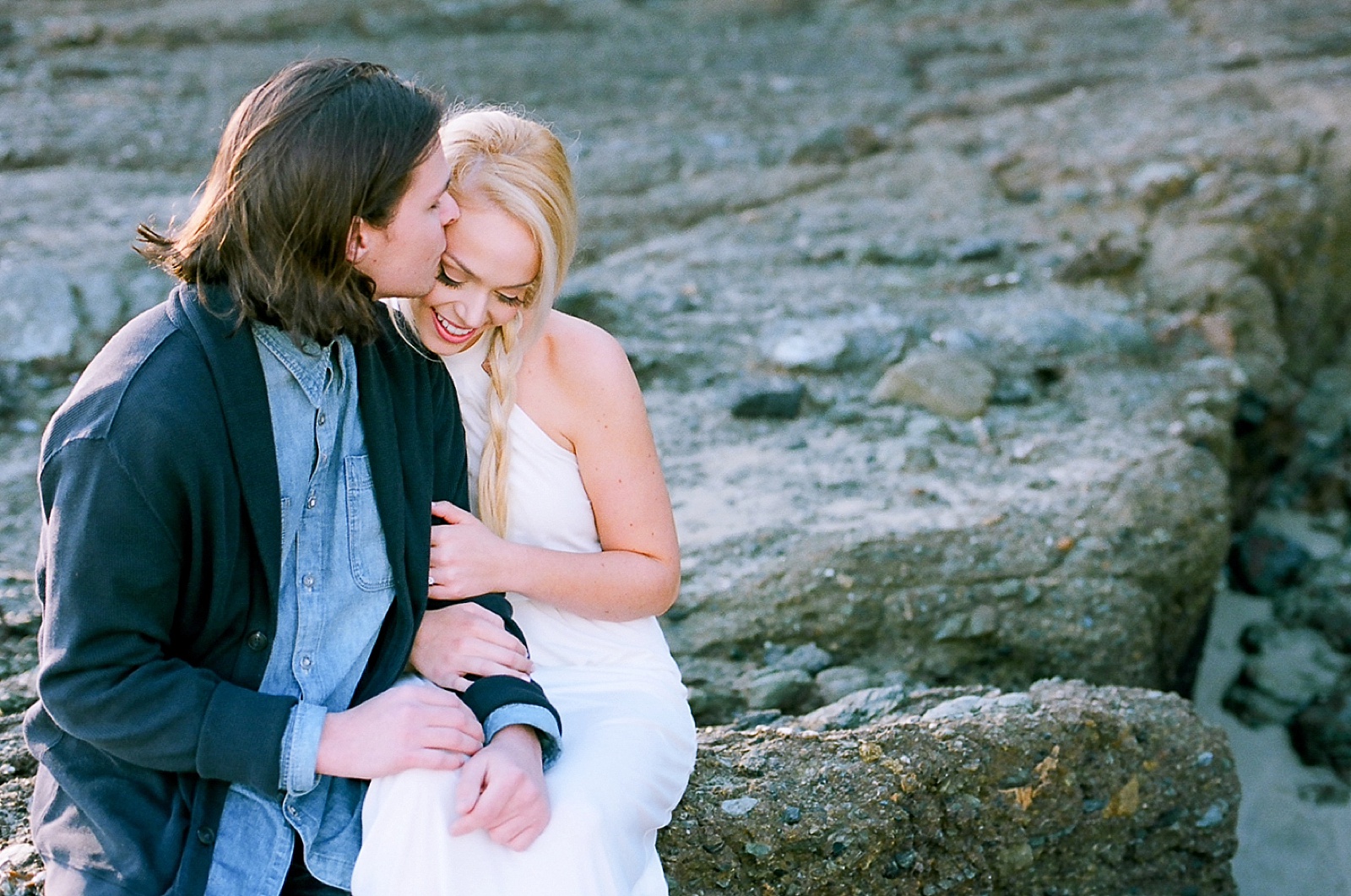 Beach couple's session on film by North Carolina photographer Lauren Nygard