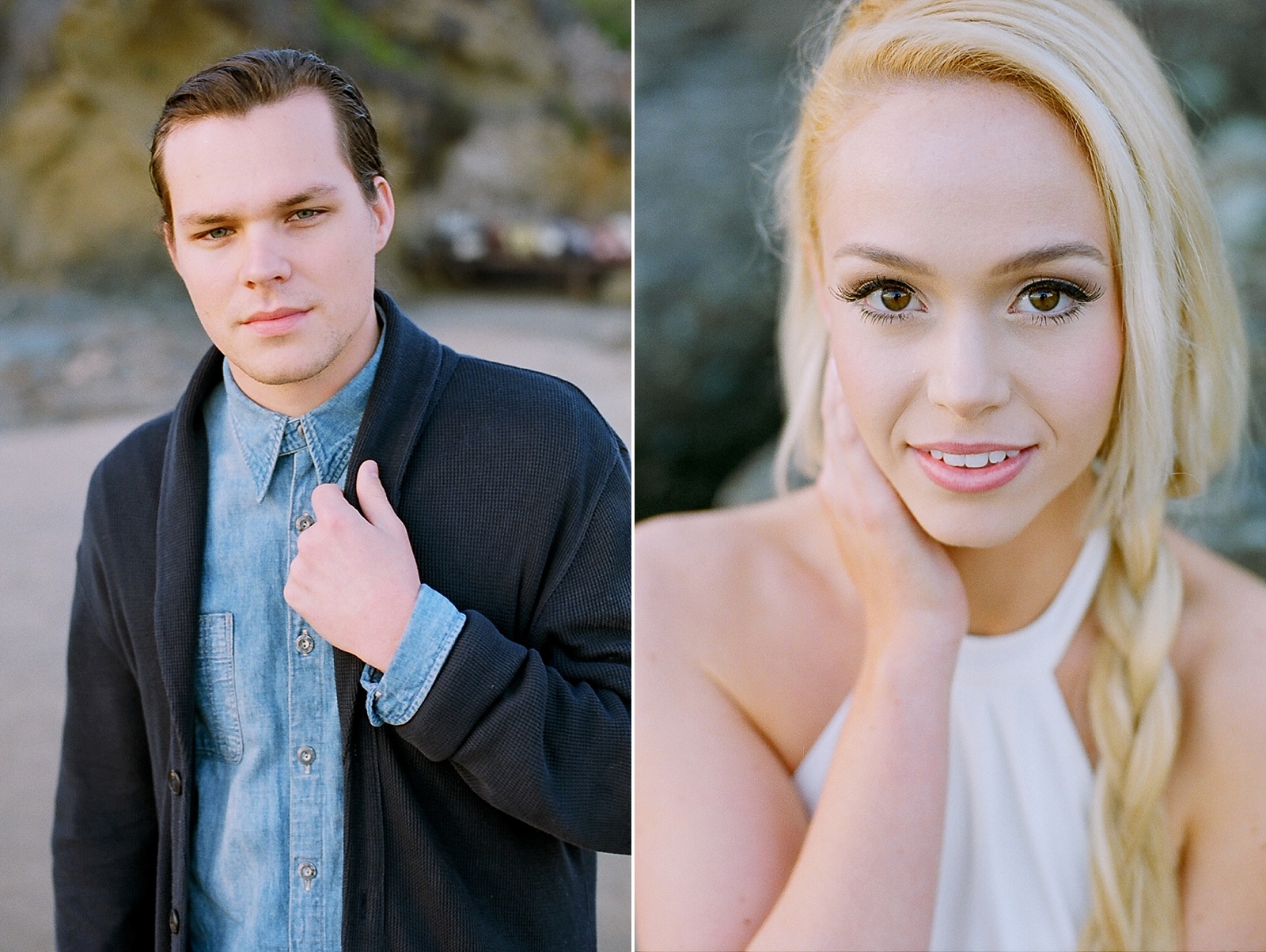 Beach couple's session on film by North Carolina photographer Lauren Nygard