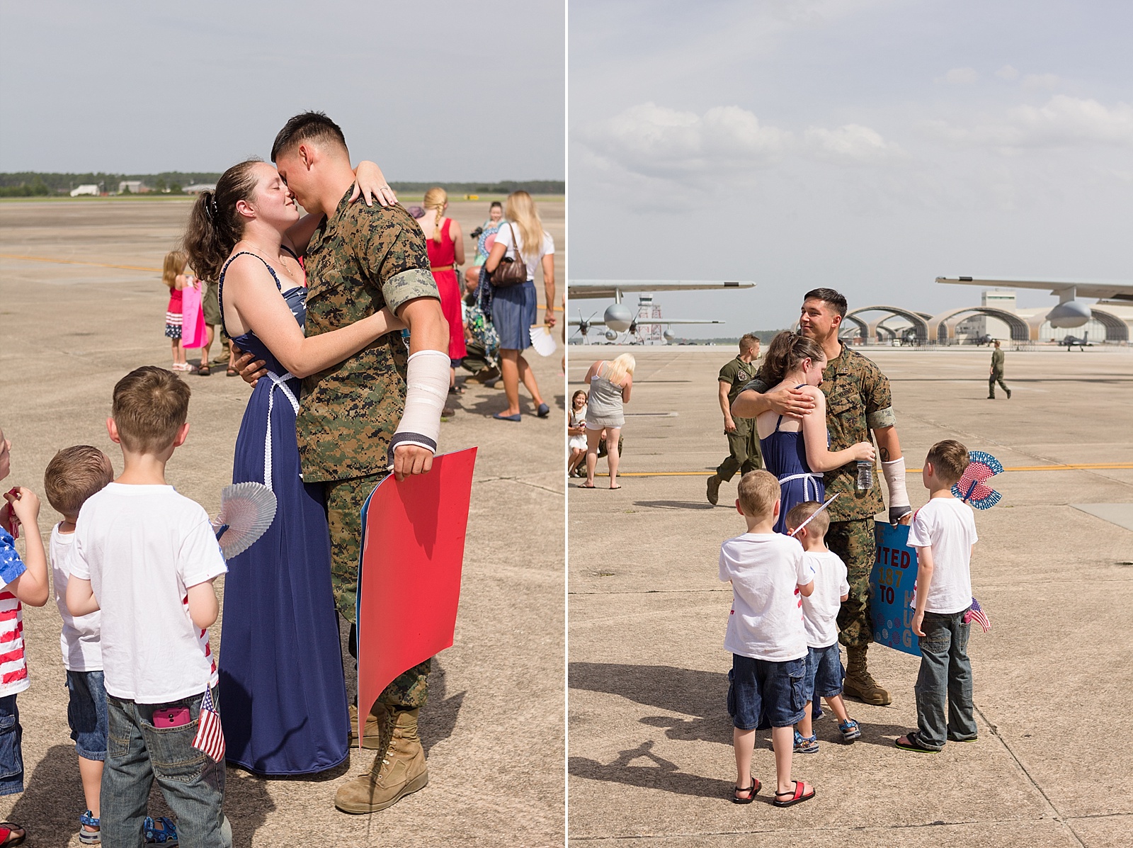 USMC C-130 homecoming photography at MCAS Cherry Point hangar from North Carolina portrait photographer Lauren Nygard